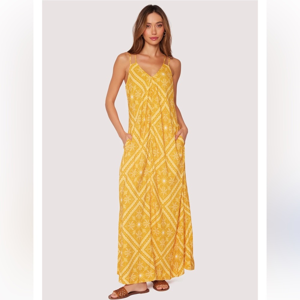 Lost + Wander Mustard Yellow Maxi Dress - size L NWT